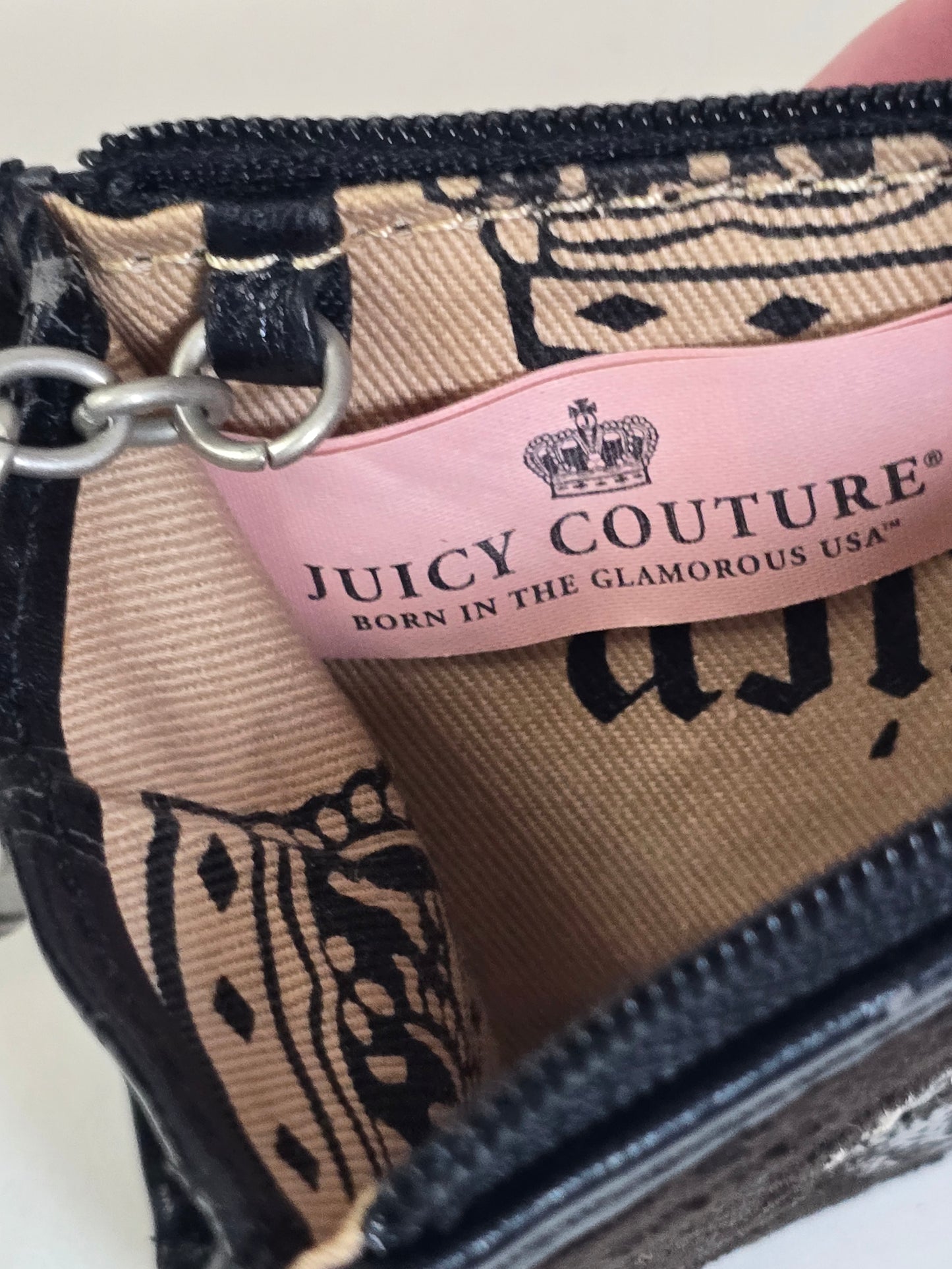 Juicy Couture Vintage Y2k Goth Velour Coin Card Keychain Zipper Embroidered