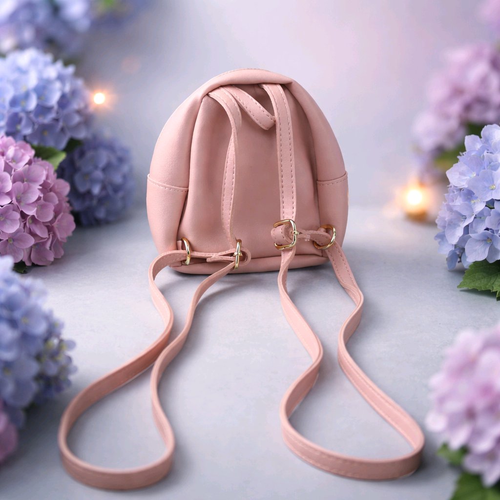 Miniso Mini Backpack Pu Leather Zips Pouch Travel Adjustable Chic Casual