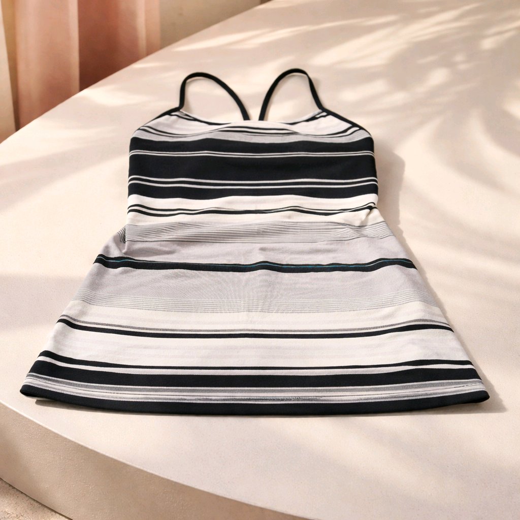 Lululemon Power Y Tank Racerback Luon Lycra Shelf Bra Spaghetti Straps Striped