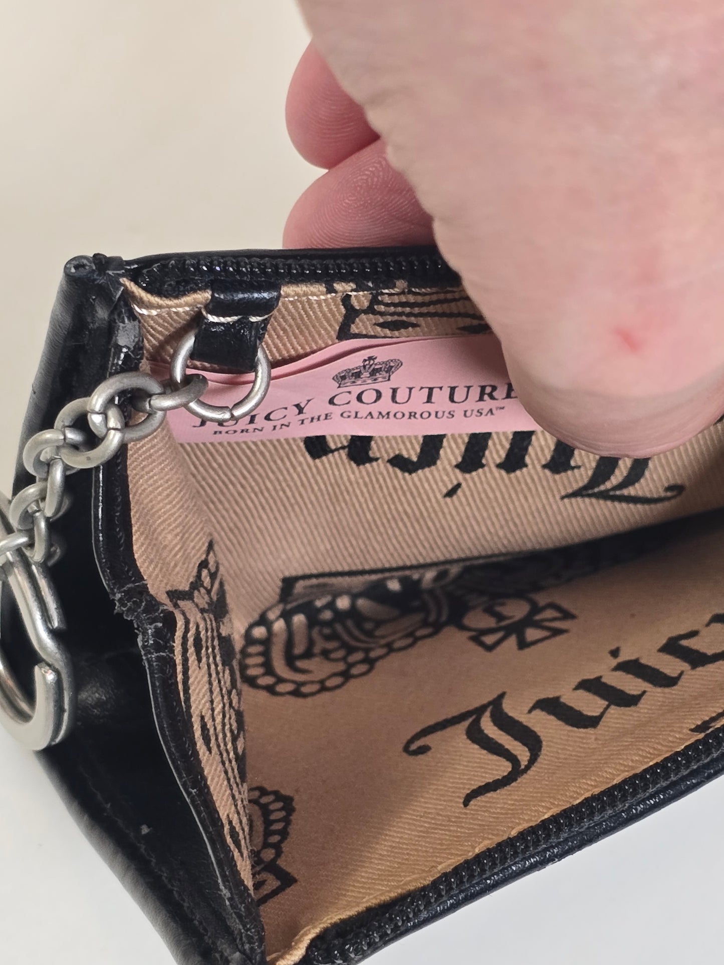Juicy Couture Vintage Y2k Goth Velour Coin Card Keychain Zipper Embroidered