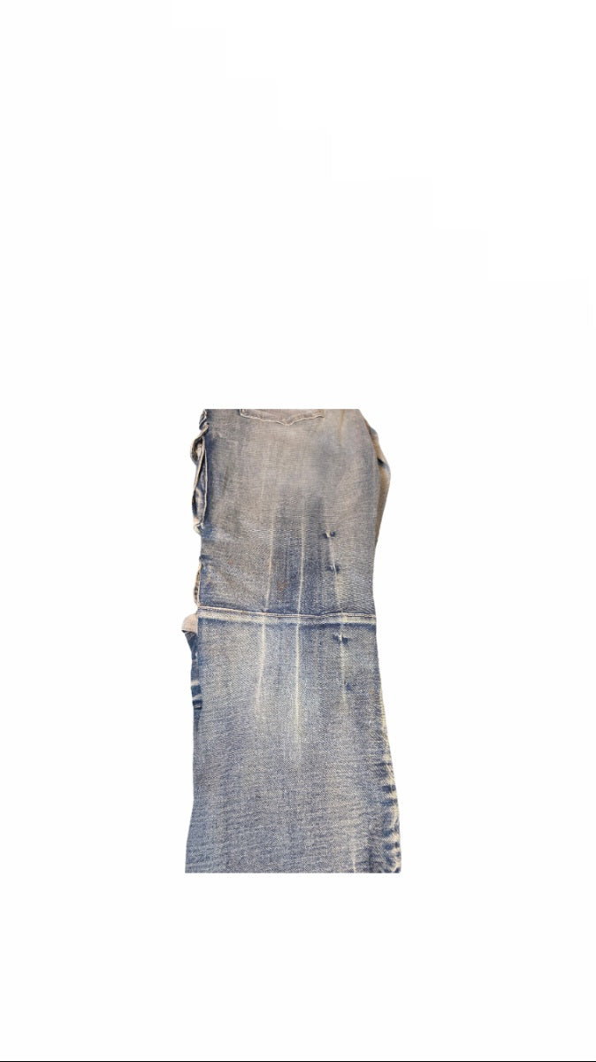 Victorious Casual Raw Bootcut Denim Cargo Distressed Button Flap Closures Zipfee